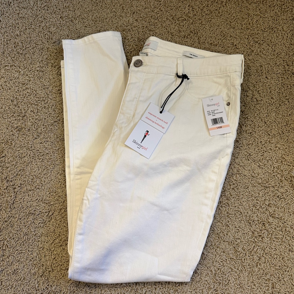 SKINNYGirl size 14W White Empower Stretch Twill Skinny Mid Rise Jeans NEW